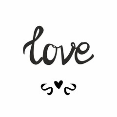 Love hand drawn sign isolated on white background