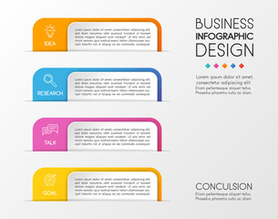 Business infographic with 4 options. Colourful diagram. Vector