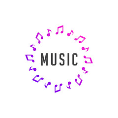 music logo design template vector