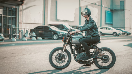 Fototapeta na wymiar Riding On Motorbike Land Vehicle