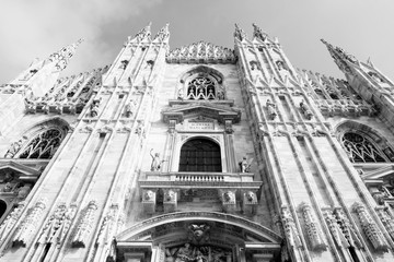 Milan, Italy - the cathedral. Black and white vintage style.