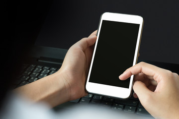 Stay home save lives Pandemic Coronavirus 2019 or Covid-19 social media campaign background concept. Mockup phone.