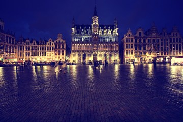 Fototapeta na wymiar Brussels - Grand Place. Vintage filtered color style.