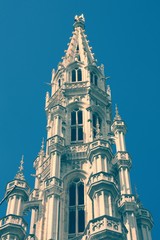 Brussels City Hall. Vintage filtered color style.