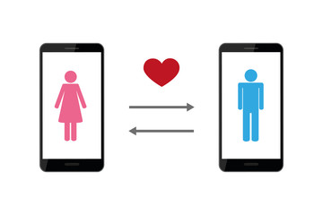 online dating app concept with man and woman pictogram vector illustration EPS10