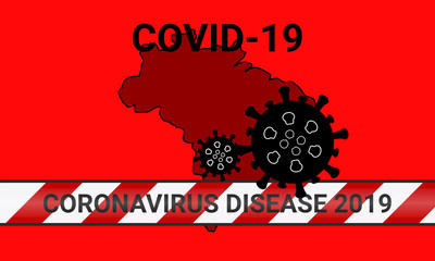 Illustration vector graphic of red quarantine tape isolated and covid-19 corona virus on Brazil map background. warning sign of quarantine. Good for template background, banner, poster, etc.
