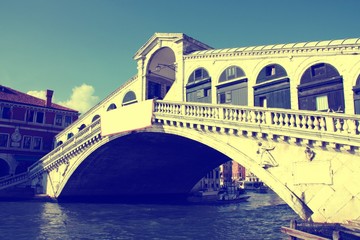 Ponte Rialto, Venice. Retro filtered colors.