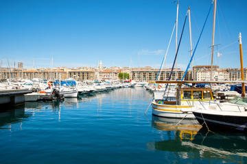 Fototapeta premium Old port in Marseille, France. Provence on sunny day.