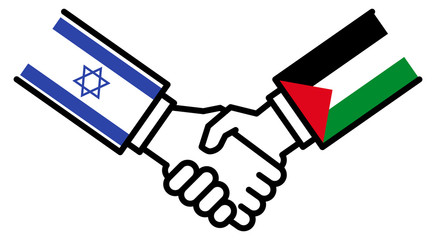 ISRAEL PALESTINE peace, friendship, handshake, flags