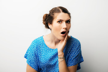 beautiful girl has a toothache