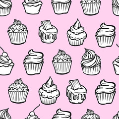 pattern cupcakes with cream pattern cupcakes with cream confectioner food baking geometric seamless pattern textile print sweets vector gum