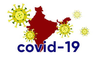 Obraz premium Illustration vector graphic of Coronavirus outbreak warning against an india map background. Corona virus outbreak with india map. Pandemic and corona virus outbreaks. covid-19.