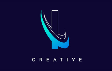 Letter I Logo. I Letter Design Vector with Blue Swash Vector