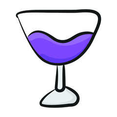 Drink glass, celebration drink in hand drawn design 