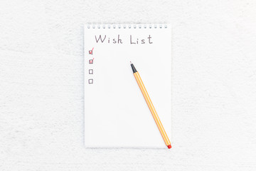wish list with place for inscription. wish list with copy space.