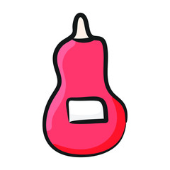 Squeezable silicone bottle of ketchup, hand drawn vector.