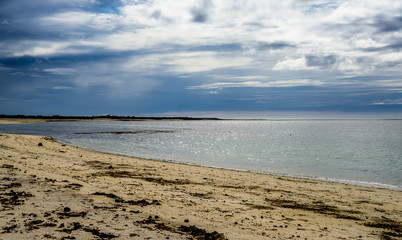 Beautiful sandy Iceland coast seascape