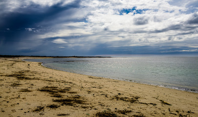 Beautiful sandy Iceland coast seascape