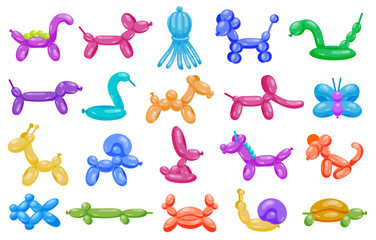 Balloon animal isolated cartoon set icon. Vector cartoon set icon inflatable toy. Vector illustration balloon animal on white background.
