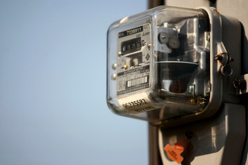 Electricity meter on electric pole on 2020 April, 4 in Bangkok Thailand