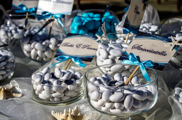 chocolate dragees in colored glaze