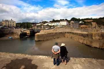 Charleston Town (England), UK - August 16, 2015: The historic 18th.century Charleston Town harbor,...