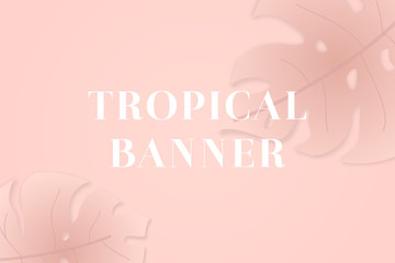 Monstera leaf in the corner of pink backdrop.