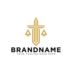 Law justice logo icon template. Simple design on modern logo.