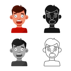 Vector illustration of guy and fear logo. Set of guy and shout vector icon for stock.