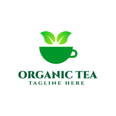 organic tea logo design template vector