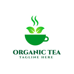 organic tea logo design template vector