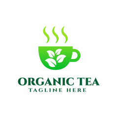 organic tea logo design template vector