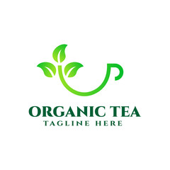 organic tea logo design template vector