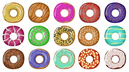 Colorful set of donuts. Vector illustration EPS10