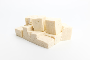 Bean curd on white background