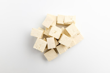 Bean curd on white background