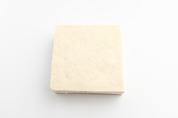 Bean curd on white background