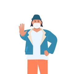 Man wearing face mask. Vector