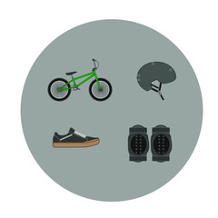 bmx bike riding objects on white background