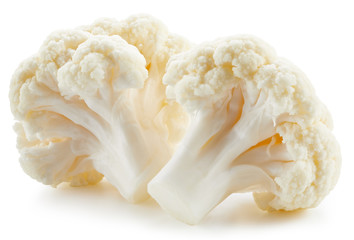 Organic cauliflower with clipping path isolated on a white background. Fresh cauliflower