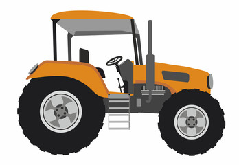 Vector illustration,  yellow tractor