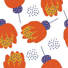 Seamless floral pattern on a white background. Vector illustration.