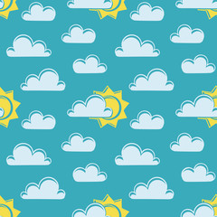Sun and clouds seamless pattern