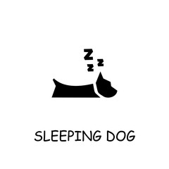 Sleeping dog flat vector icon