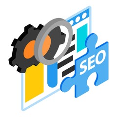 Seo optimization icon. Isometric illustration of seo optimization vector icon for web