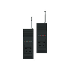walkie talkie from the 80s on white background