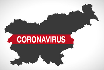 Slovenia map with Coronavirus warning illustration