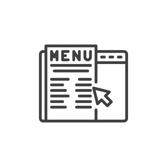 Online food ordering line icon. linear style sign for mobile concept and web design. Online restaurant menu outline vector icon. Symbol, logo illustration. Vector graphics