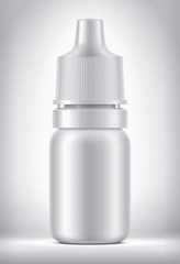 Dropper bottle on background. White color, Matt surface version. 