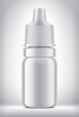 Dropper bottle on background. White color, Glossy surface version. 